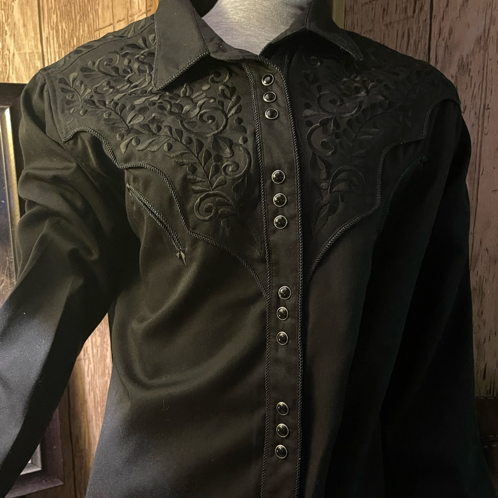 Panhandle Slim black embroidered long sleeve shirt with buttons